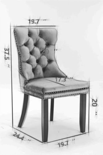 TRIPLE TREE Nikki Collection Dining Chairs Set of 2, Velvet Counter Chair with Chrome Nailhead Trim Back and Solid Wood Legs, Upholstered High-end Tufted Study Chair for Dining Room, Bedroom, Green