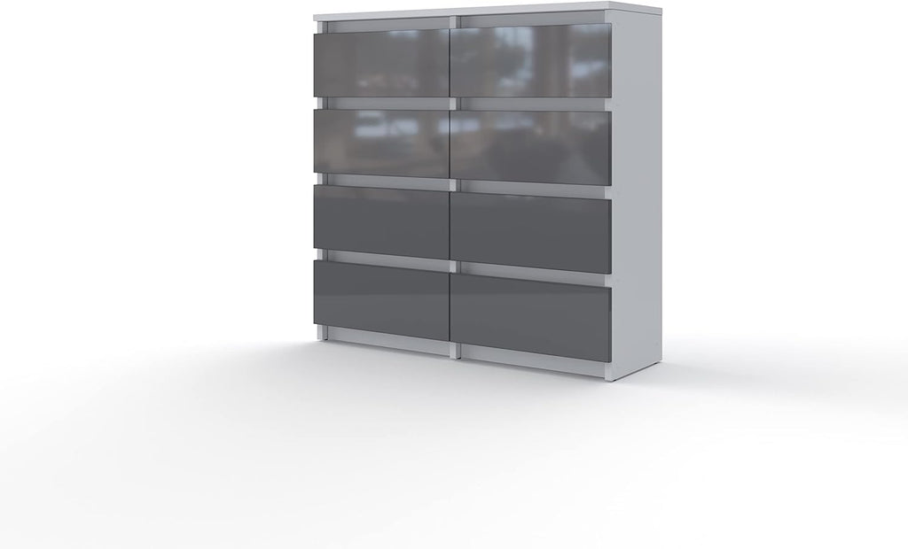 AJAX Modern 8 Drawers Double Dresser, Chest of Drawers, 8-Drawer Chest, Bedroom Furniture