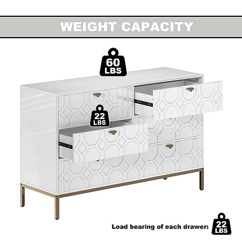 6 Drawer Double Dresser, Sideboard with 6 Drawers Modern Chest of Drawers Wood Dresser for Living Room, Home Office, Entryway, Blue