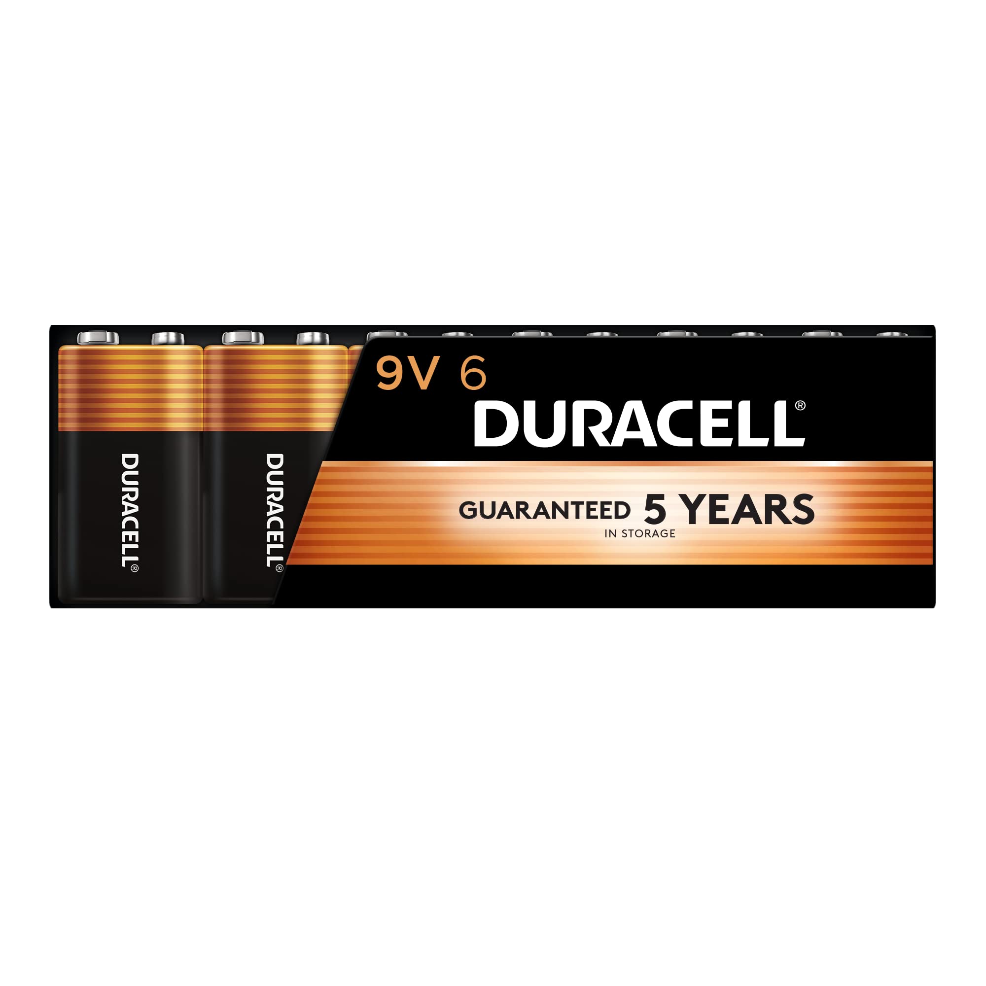 DURACELL Coppertop 9V Battery, 6 Count, Smoke Detector Battery