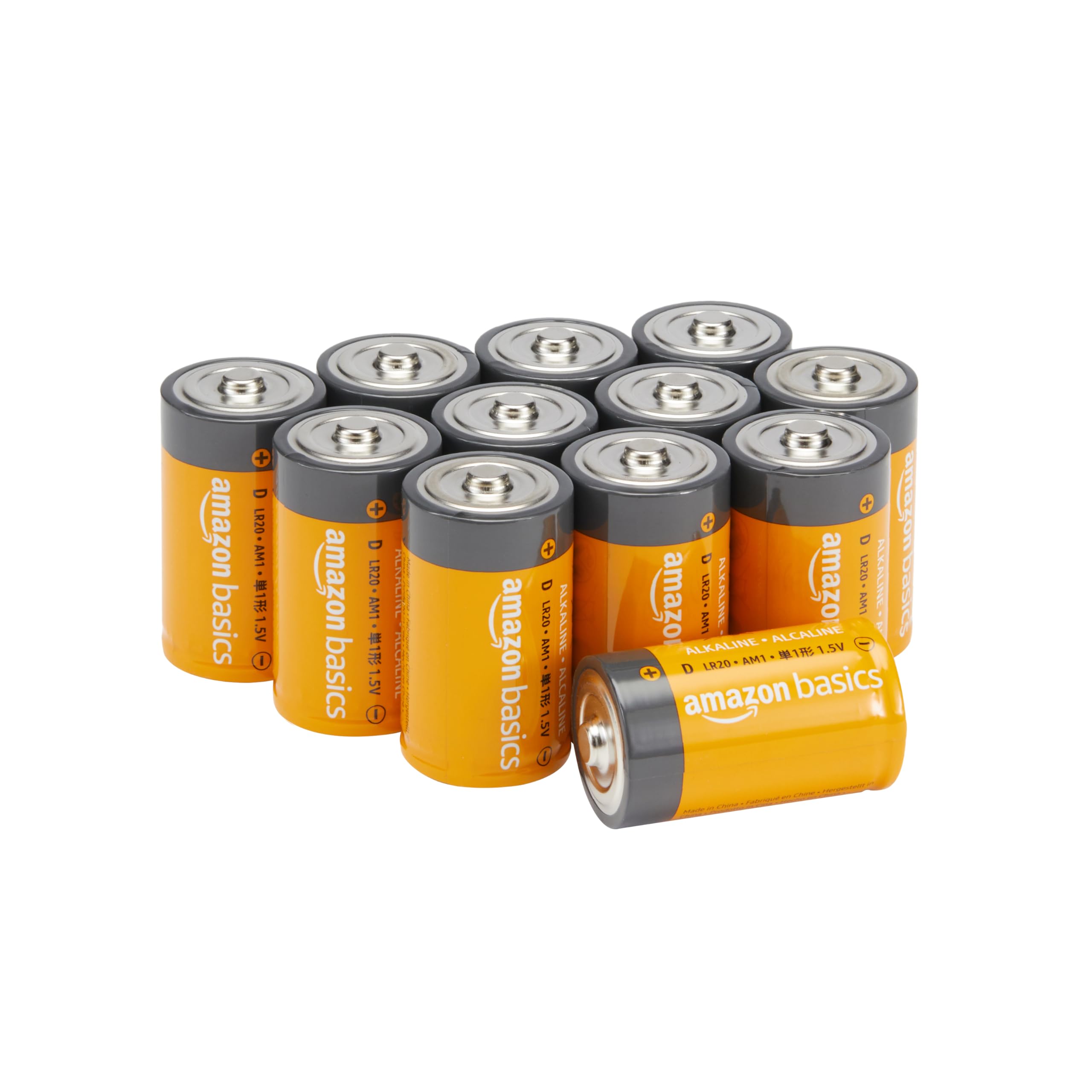 Amazon Basics 12-Pack D Cell Alkaline Batteries, 1.5 Volt, 5-Year Shelf Life, Long-Lasting Power, Reliable for Clocks and Emergency Use