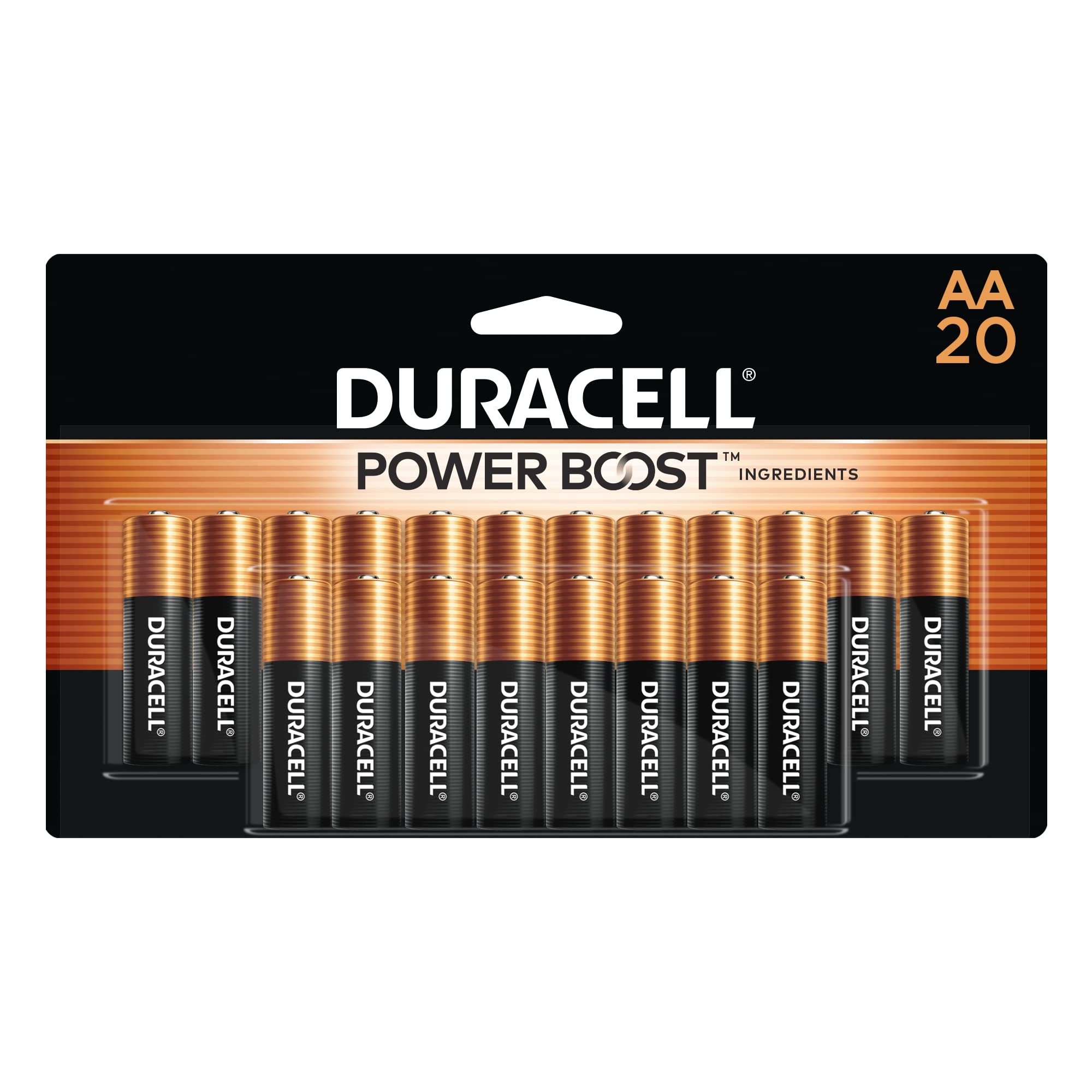 Duracell Coppertop AA Batteries, 20 Count, 12-Year Shelf Life, Long-lasting