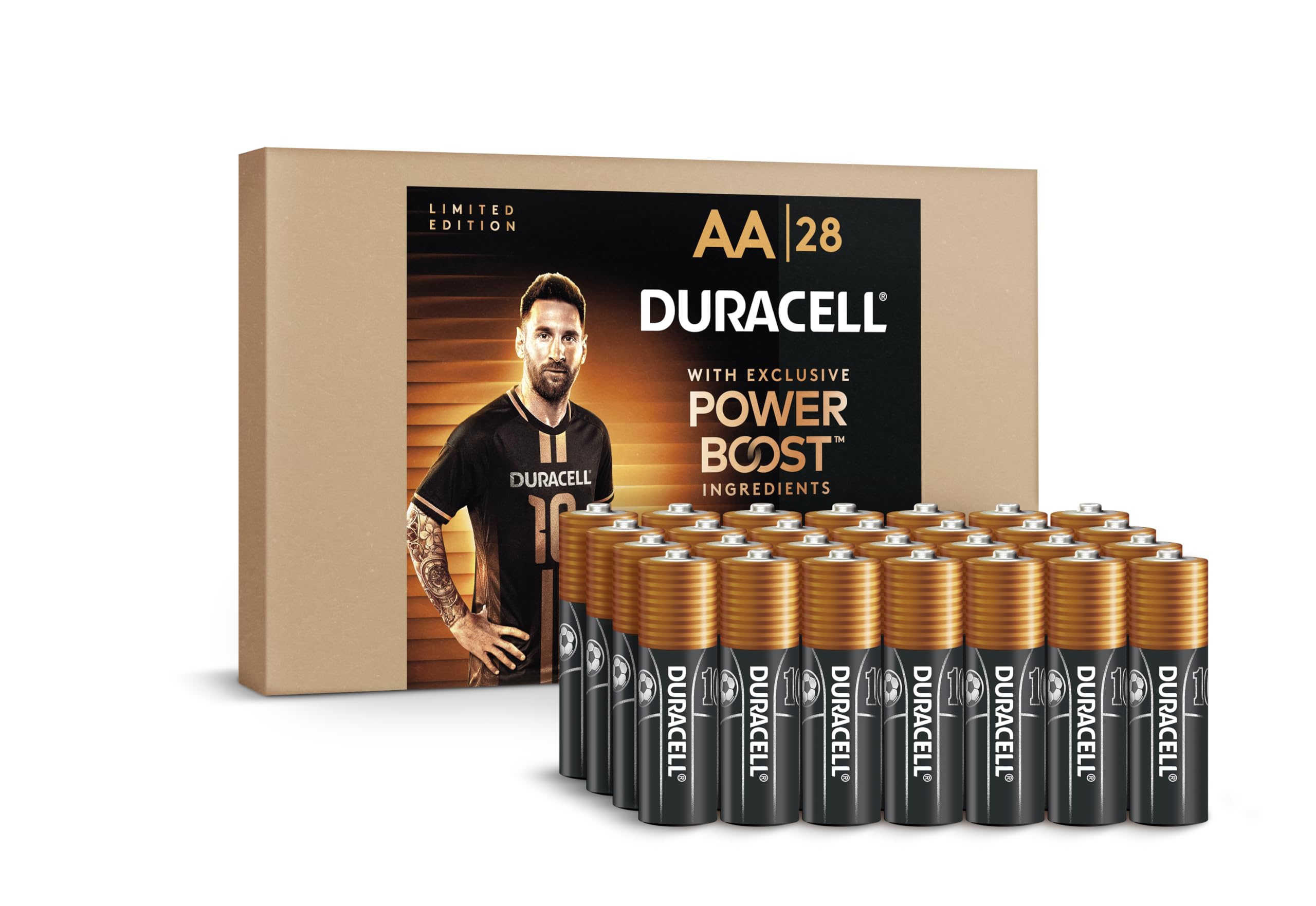 Duracell x Messi Coppertop AA Batteries, 28 Count, Limited Edition