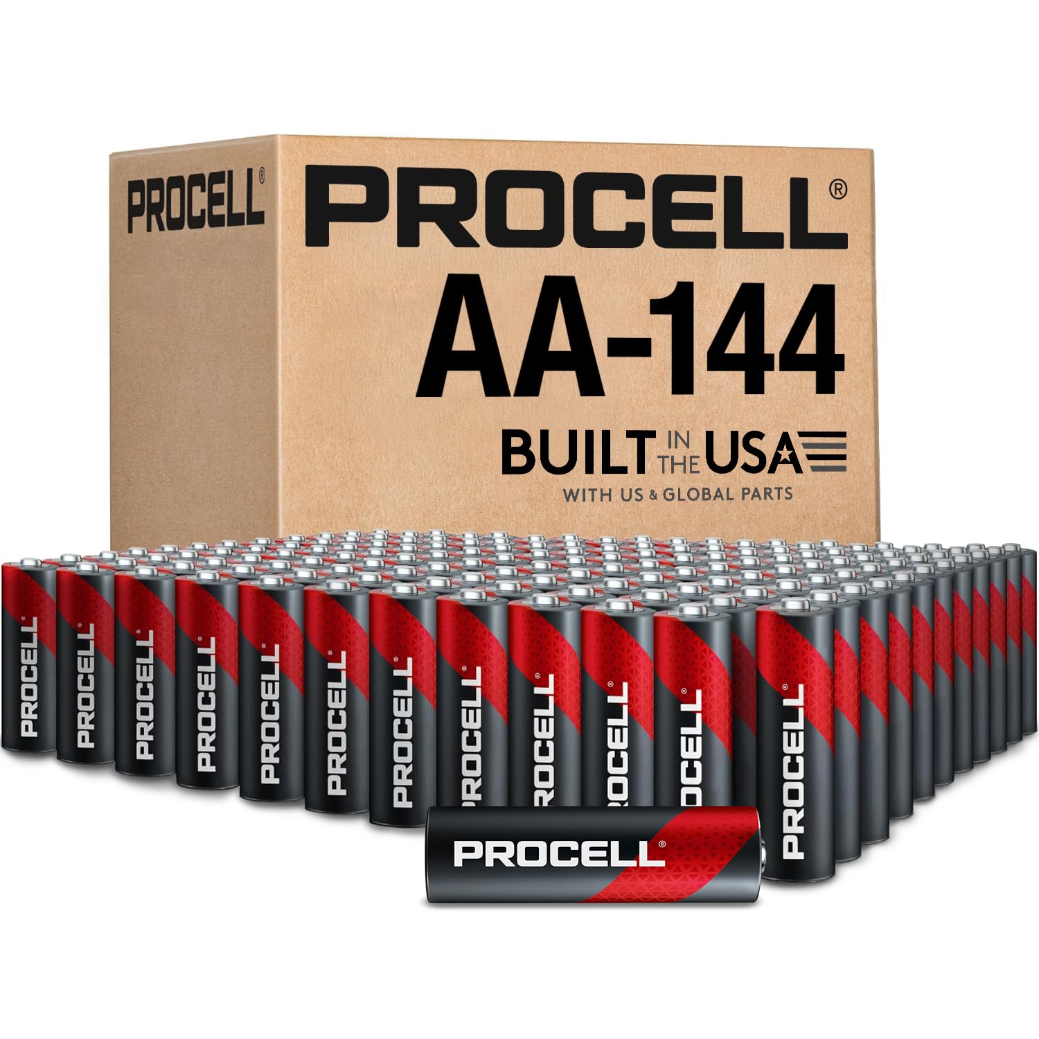 PROCELL AA Alkaline Batteries 1.5V, 144-Count Bulk Pack, Built in USA