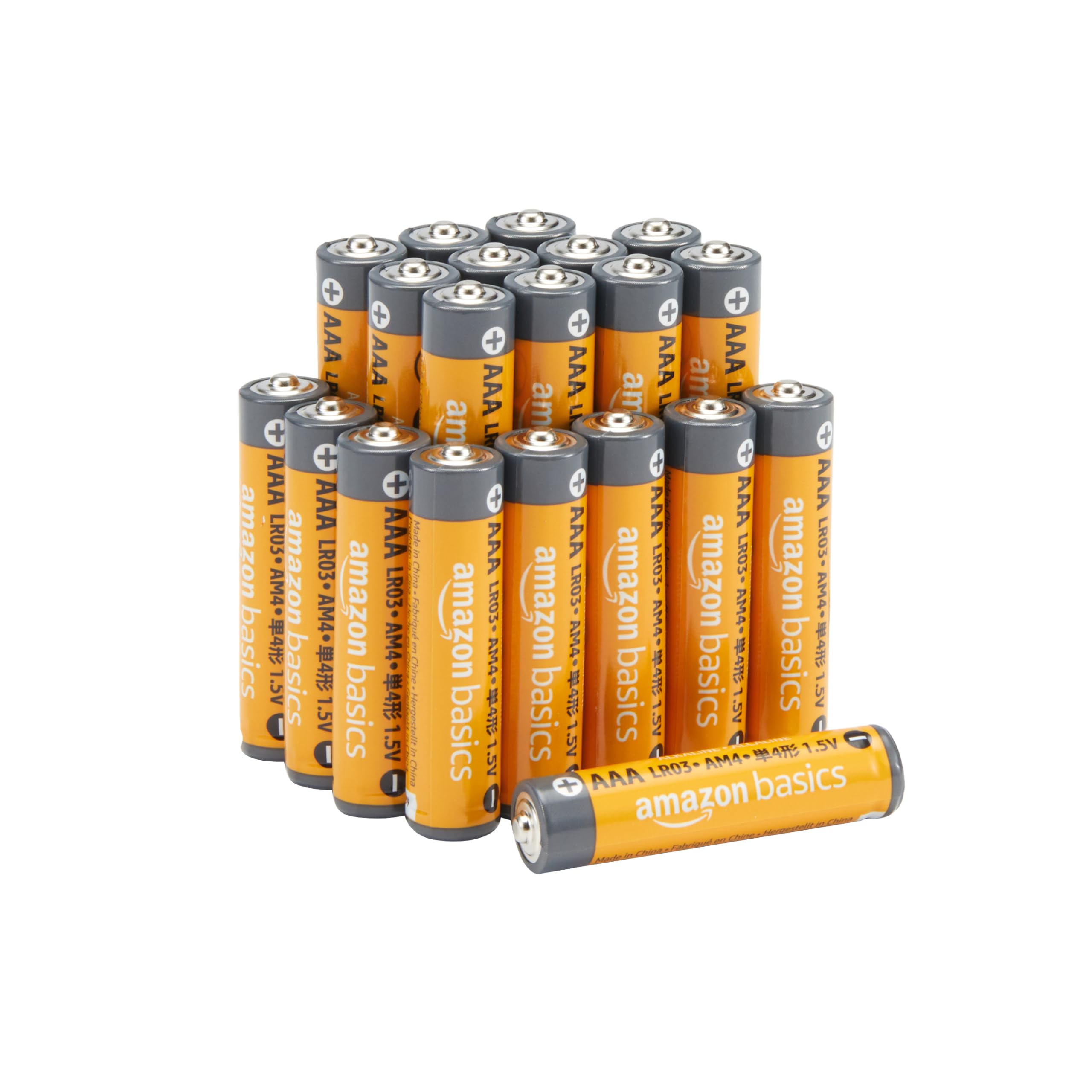 Amazon Basics 20-Count Long-Lasting AAA Alkaline Batteries, 1.5V, 10-Year Leak-Proof Shelf Life for Remote Controls, Flashlights