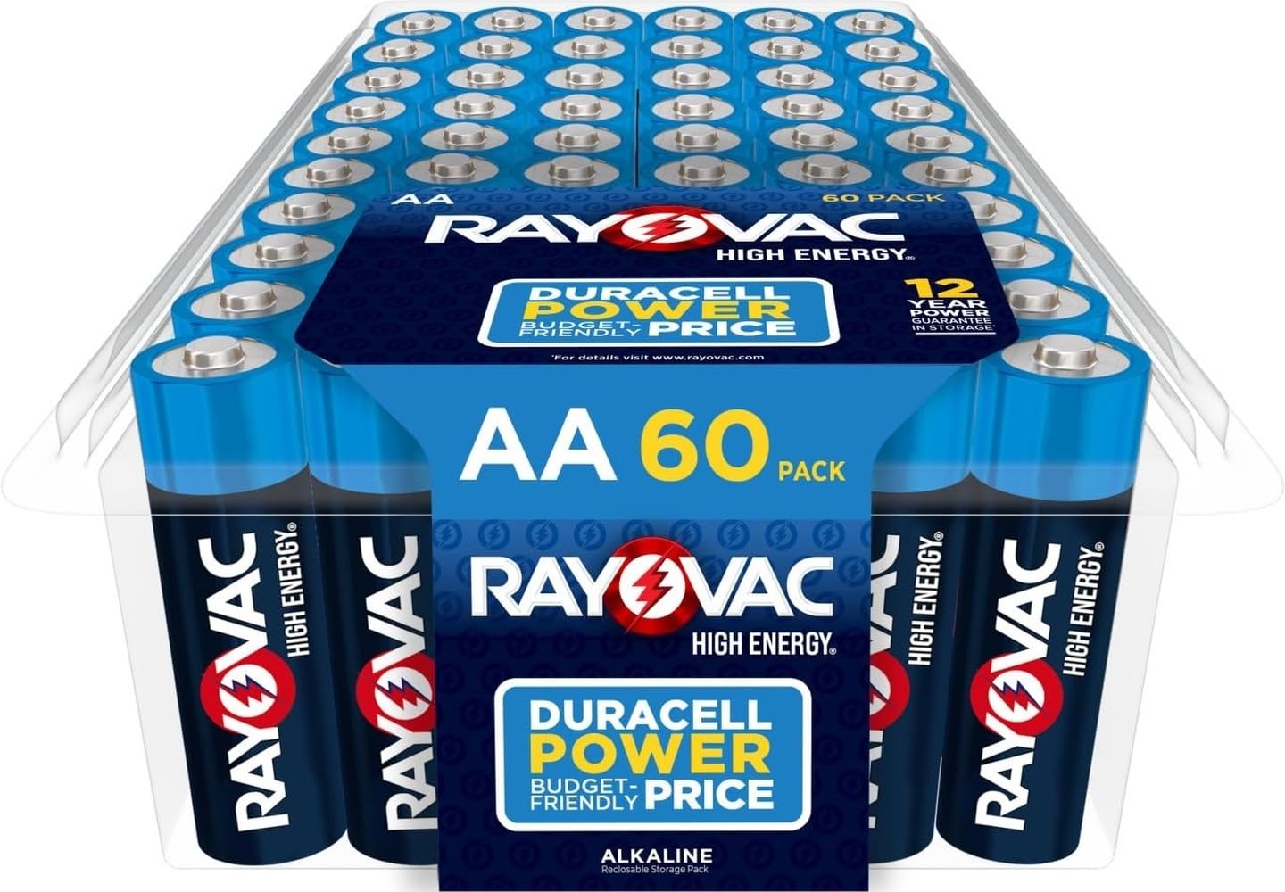 Rayovac AA Batteries, Double A Battery Alkaline, 60 Count