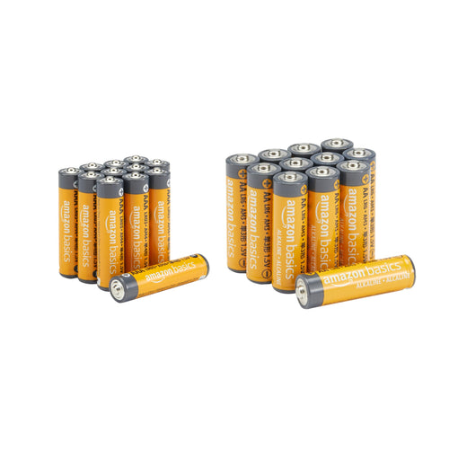 Amazon Basics 24-Count AA & AAA High-Performance Alkaline Batteries Value Pack, 12 AA and 12 AAA Batteries for Storage