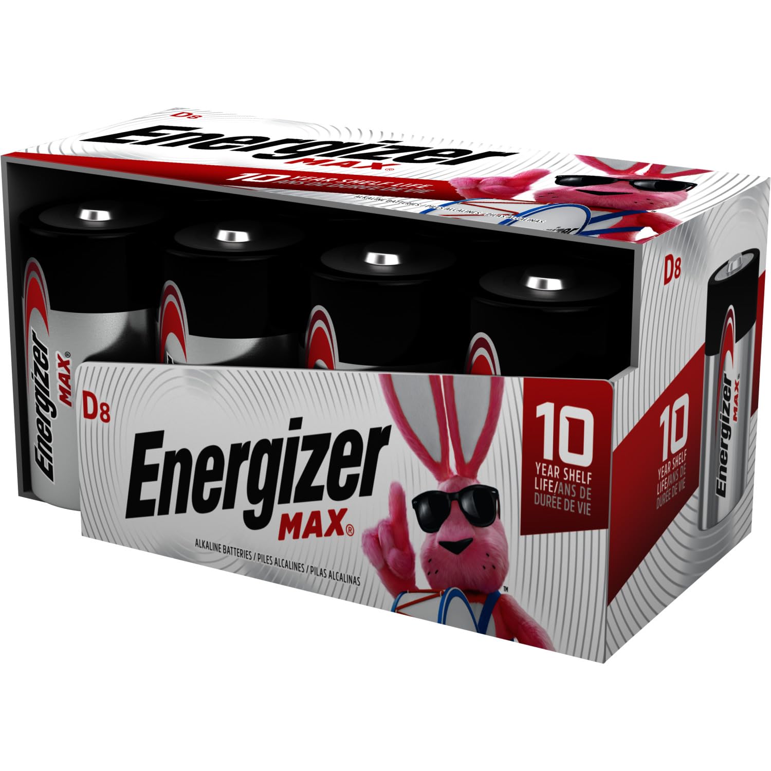 Energizer D Batteries, D Cell Battery Premium Alkaline, 8 Count