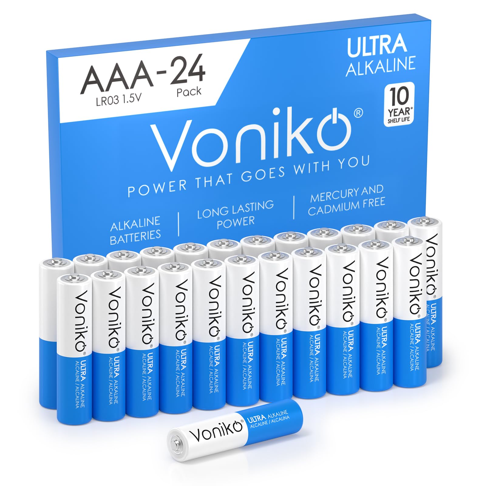 Voniko AAA Batteries 24 Pack - 1.5V Alkaline Triple AAA Batteries