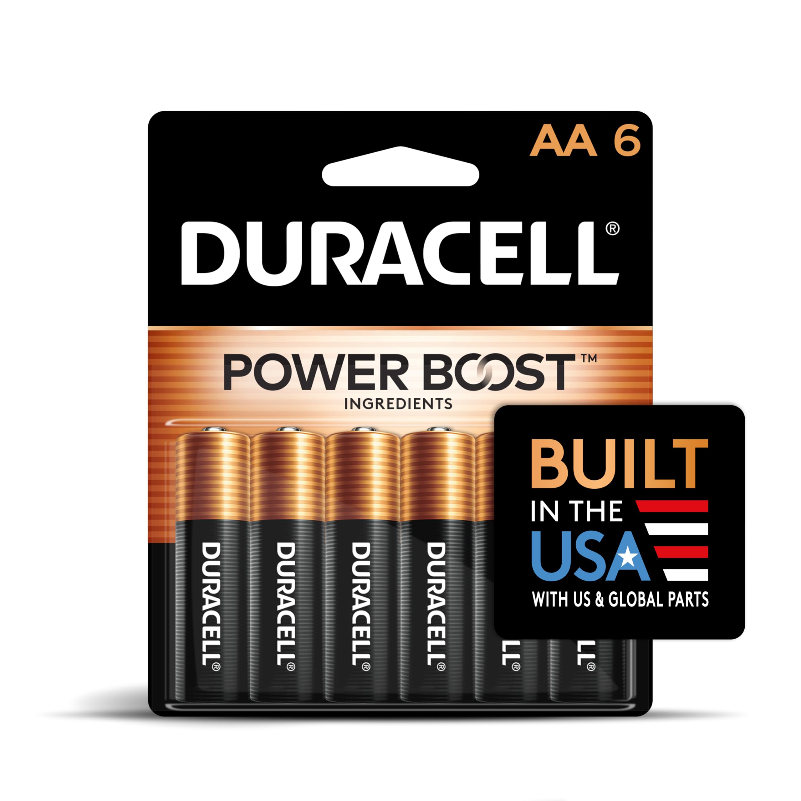 Duracell Coppertop AA Batteries, 6 Count, 12-Year Shelf Life, Long-lasting