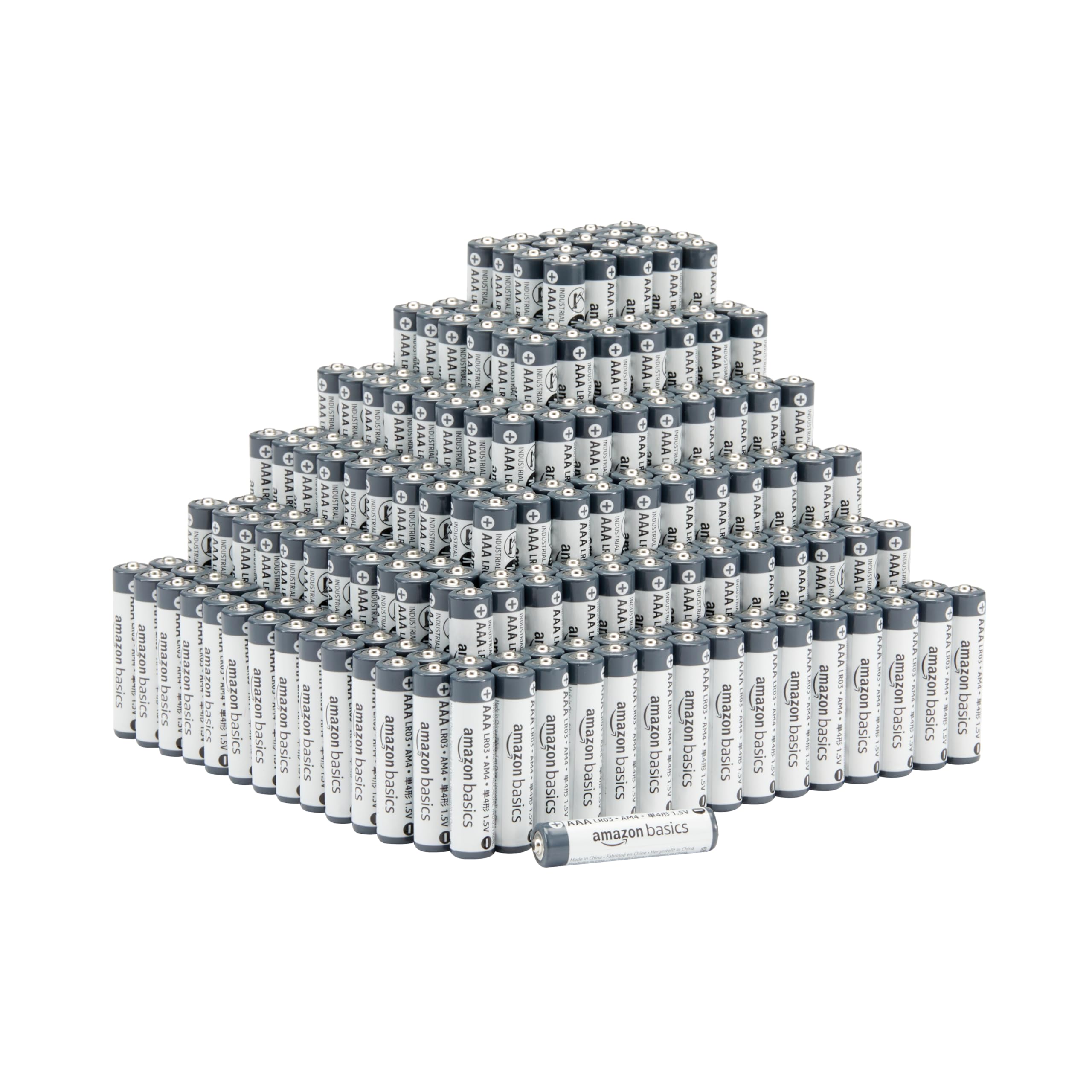 Amazon Basics 300-Pack AAA Long-Lasting Alkaline Industrial Batteries for Professional Devices, 1.5 Volt, Mercury-Free, 5-Year Shelf Life