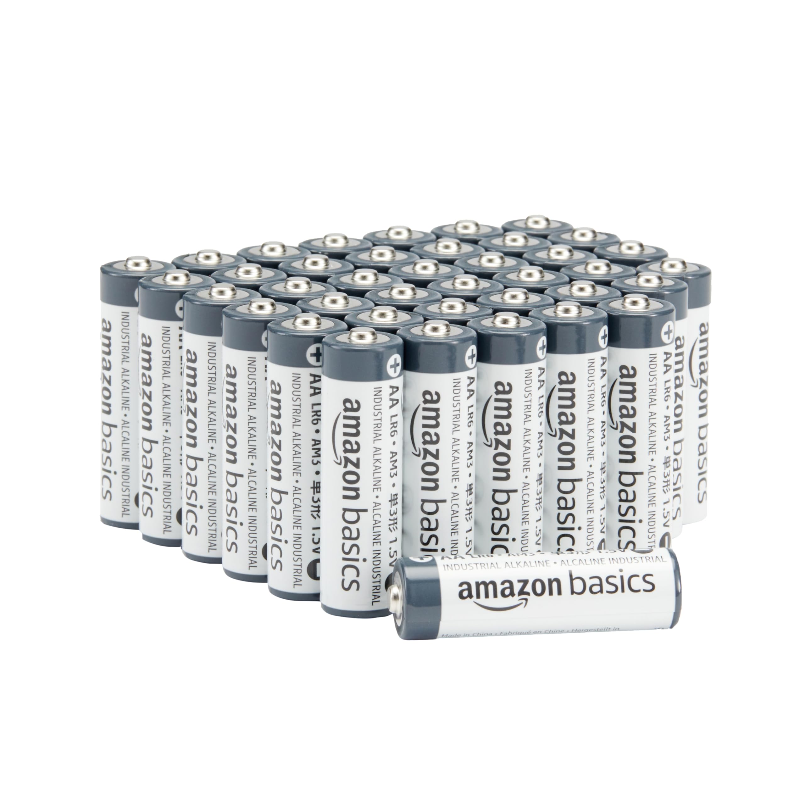 Amazon Basics 40-Pack AA Industrial Alkaline Batteries, 1.5 Volt, Long-Lasting Power, 5-Year Shelf Life