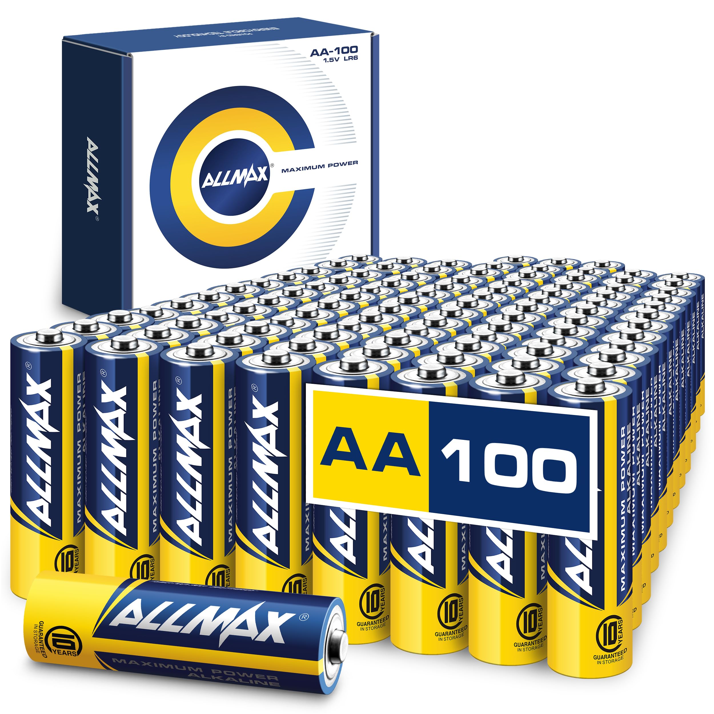 Allmax AA Maximum Power Alkaline Batteries (100 Count) – 1.5V